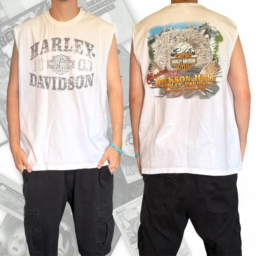 Vintage Harley Davidson Tank Top Graphic Sleeveless Biker Tee Shirt